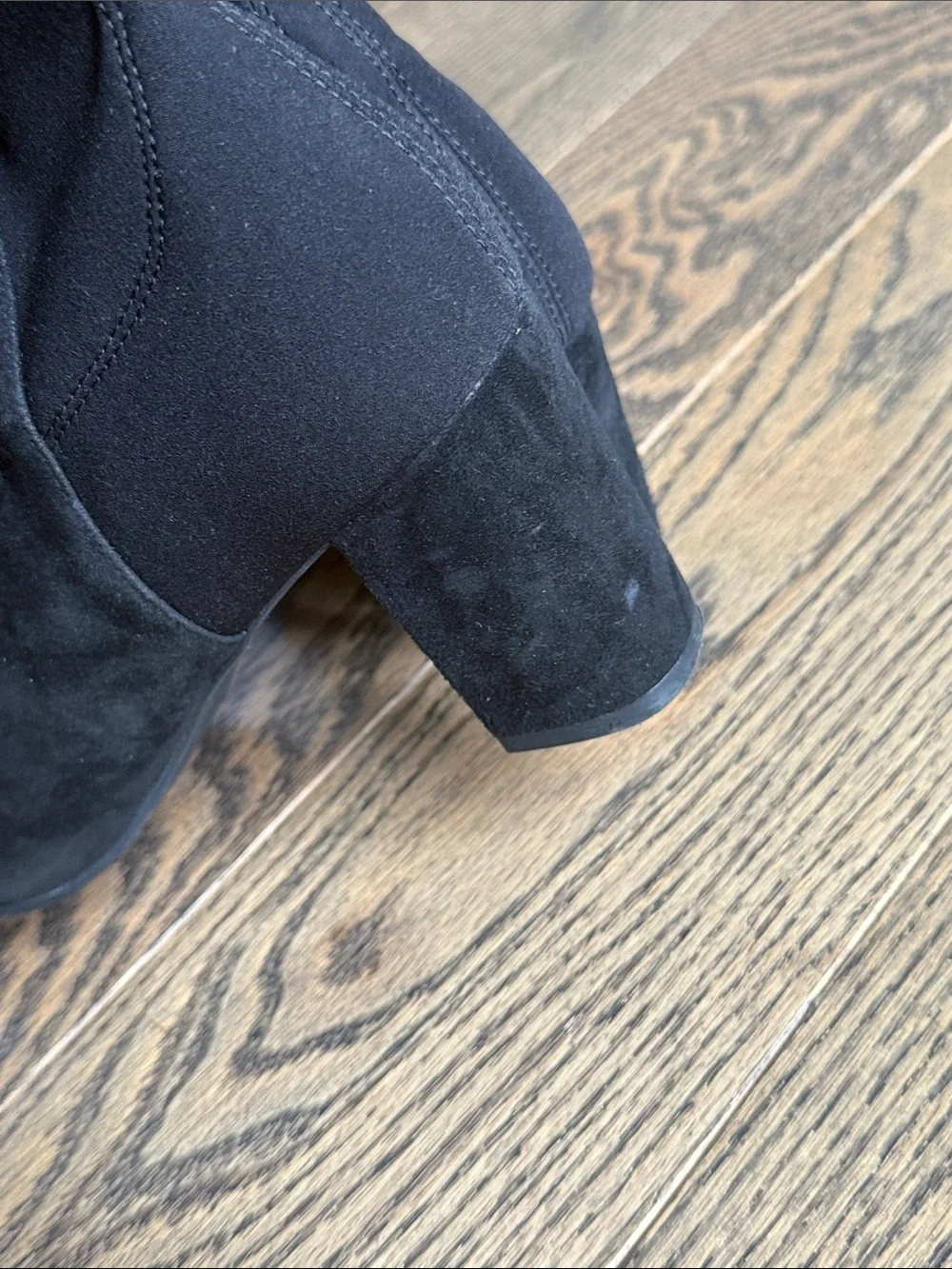 Stuart Weitzman Black Suede Over-the-Knee Block Heel Boots